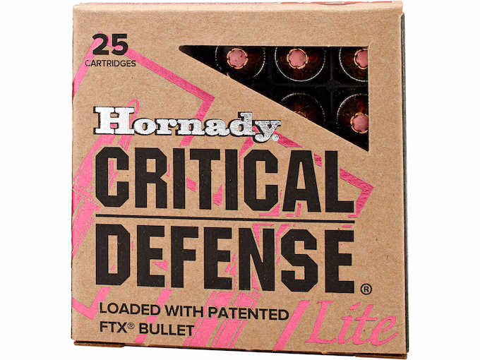 Hornady Critical Defense Lite 9mm Luger Ammo 100 Grain Hornady FTX Polymer Tip