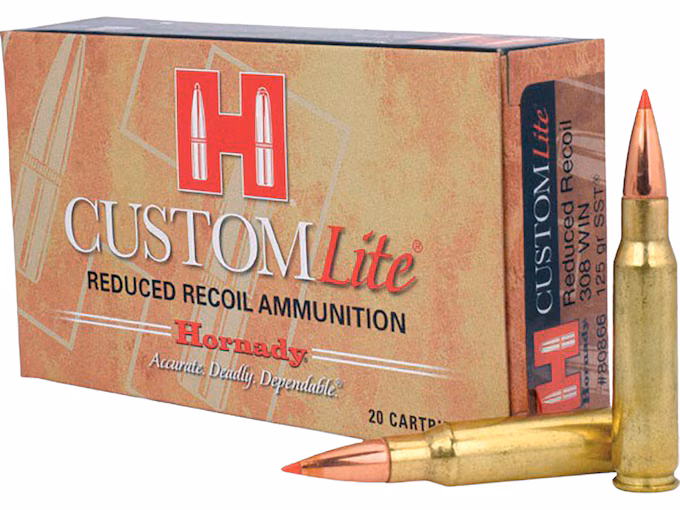 Hornady Custom Lite 308 Winchester Ammo 125 Grain Hornady  Box of 20