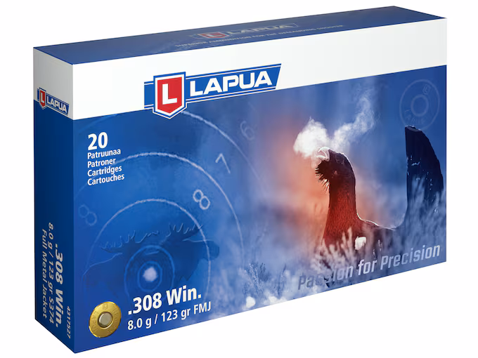 Lapua 308 Winchester Ammo 123 Grain Full Box of 20
