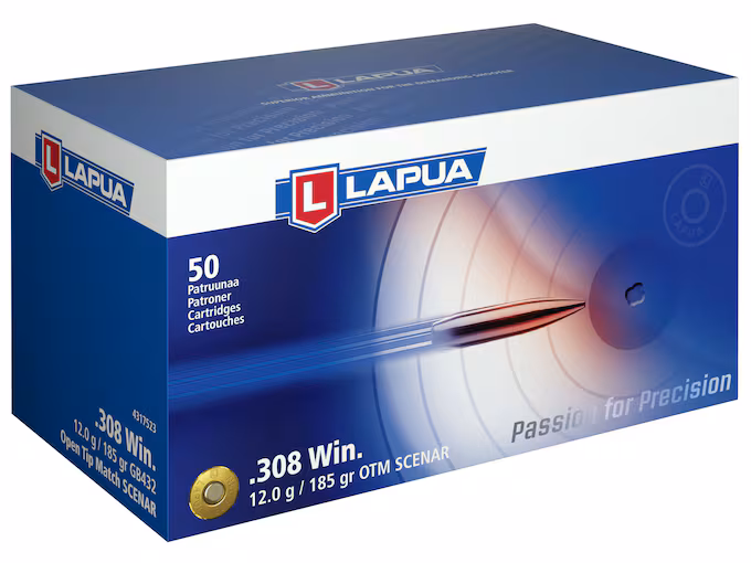 Lapua 308 Winchester Ammo 185 Grain Lapua Scenar  Box of 50