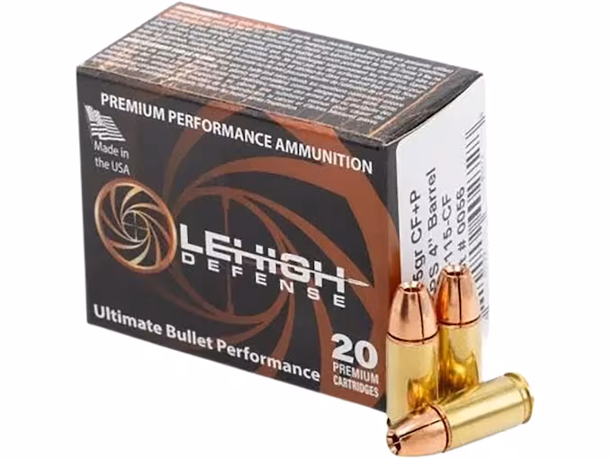 Lehigh Defense Controlled Fracturing 9mm Luger Ammo 115 Grain Fragmenting Hollow Point Lead