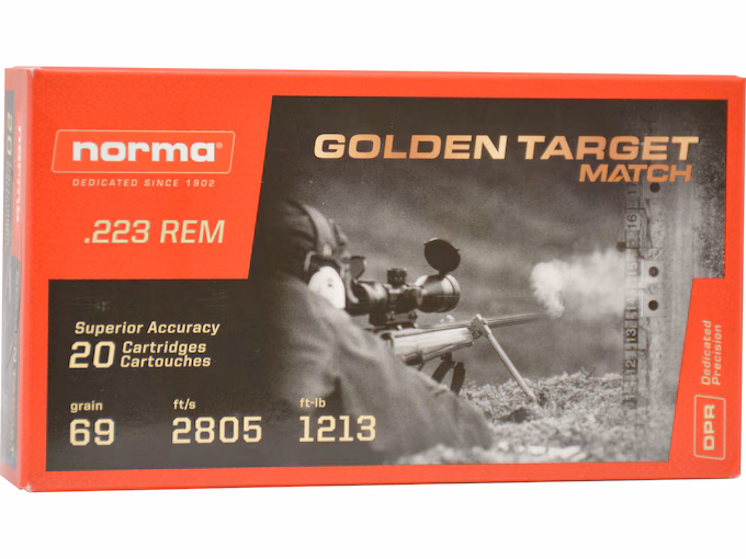 Norma Golden Target 223 Remington Ammo 69 Grain Hollow Point