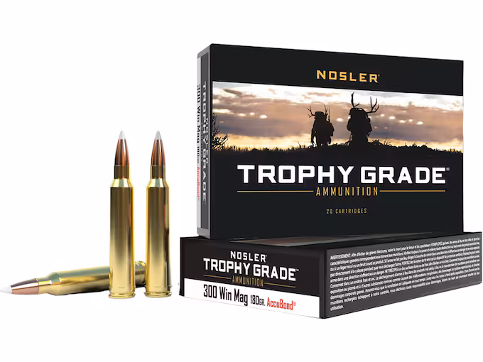 Nosler Trophy Grade 300 Winchester Magnum Ammo 180 Grain Nosler AccuBond Box of 20
