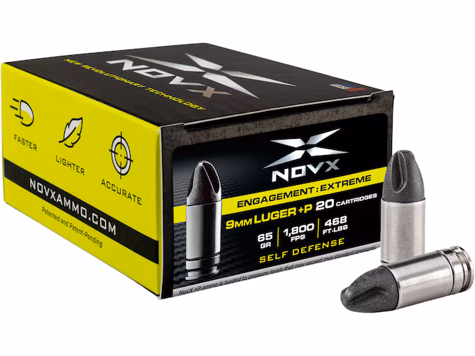 NovX Engagement Extreme Self-Defense 9mm Luger +P Ammo 65 Grain Fluted Lead Free