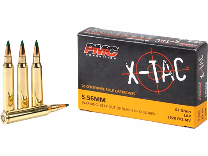 PMC X-Tac M855 5.56x45mm NATO Ammo 62 Metal Jacket