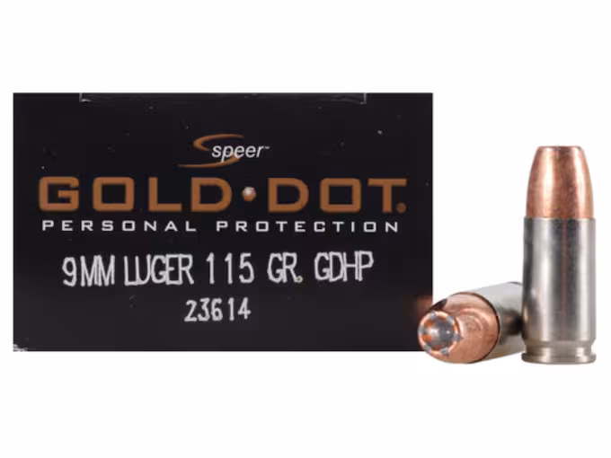 Speer Gold Dot 9mm Luger Ammo 115 Grain Bonded Jacketed Hollow Point