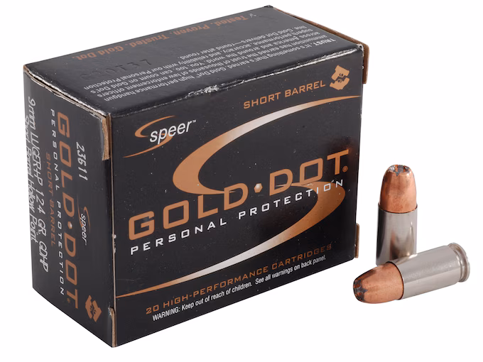 Speer Gold Dot 9mm Luger Ammo 124 Grain Bonded Jacketed Hollow Point