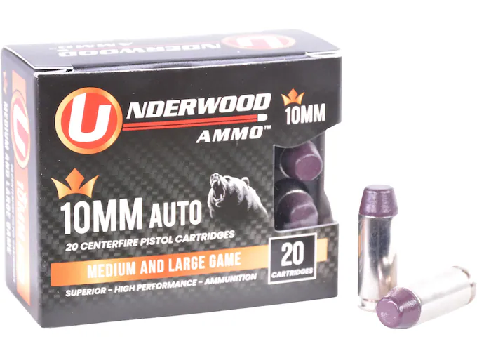 Underwood Hard Cast 10mm Auto Ammo 220 Grain Flat Nose Box of 20