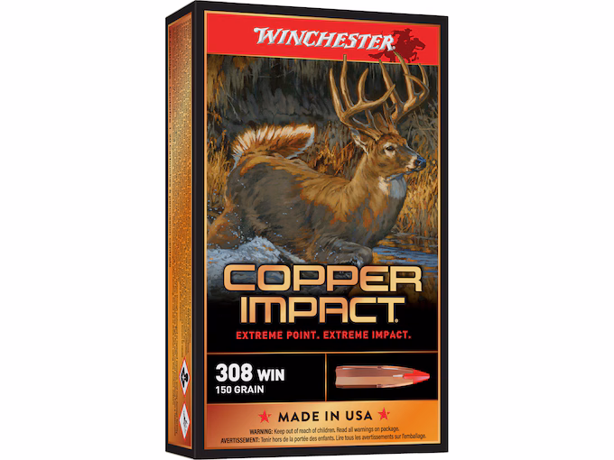 Winchester Copper Impact 308 Winchester Ammo 150 Grain Box of 20