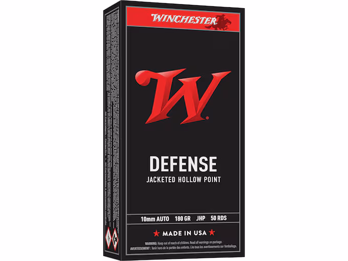 Winchester Defense 10mm Auto Ammo 180 Grain Jacketed Hollow Point
