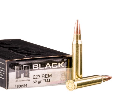200 Rounds of .223 Ammo by Hornady BLACK - 62gr FMJ