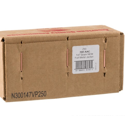 250 Rounds of .300 AAC Blackout Ammo by American Quality Ammunition – 147gr FMJ