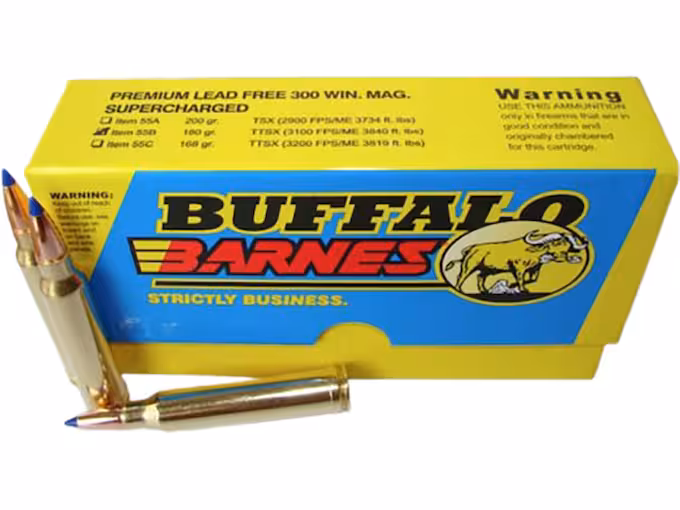 Buffalo Bore Supercharged 300 Winchester Magnum Ammo 180 Grain Barnes  Box of 20