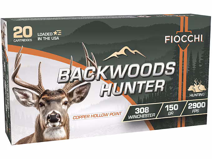 Fiocchi Backwoods Hunter 308 Winchester Ammo 150  Box of 20
