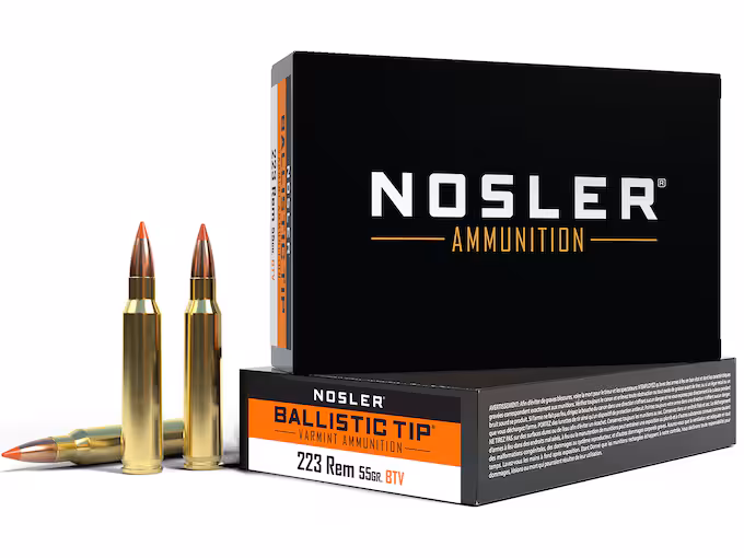Nosler BT Varmint 223 Remington Ammo 55 Grain Nosler  Tip Box of 20